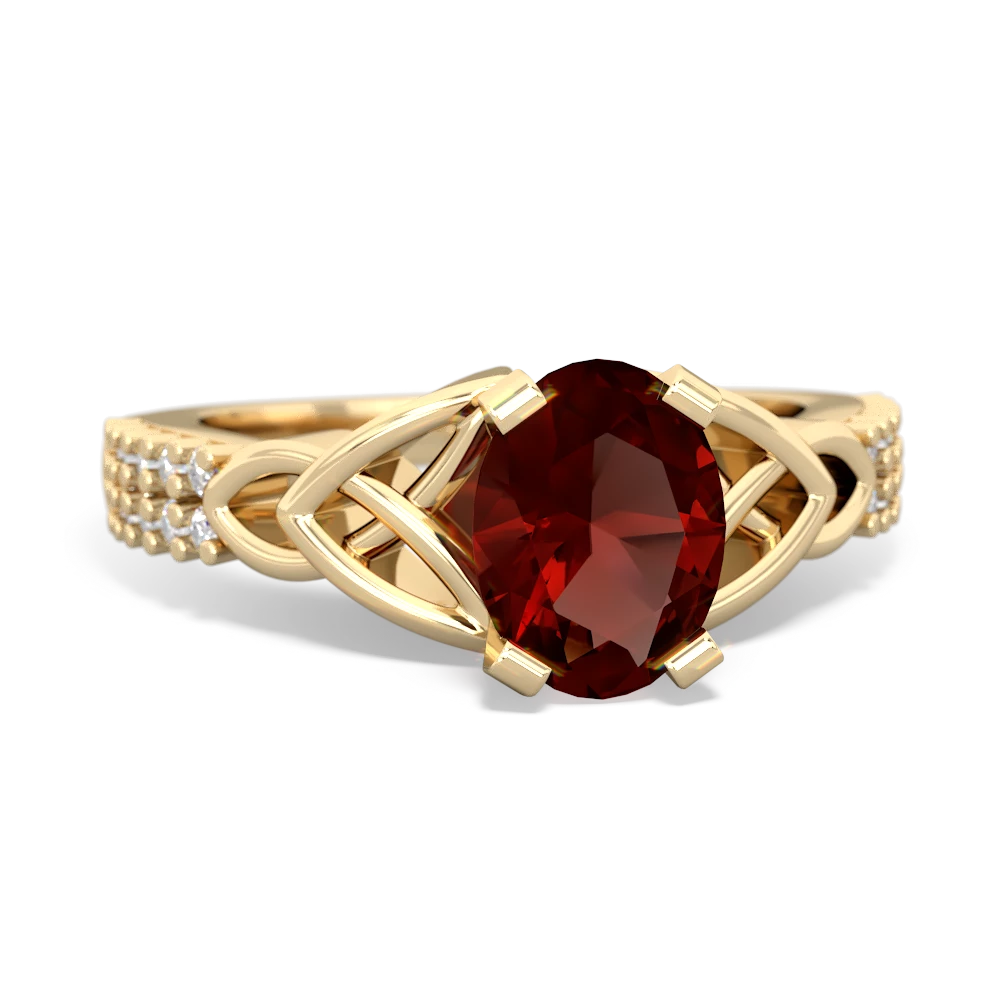 Garnet Celtic Knot 8X6 Oval Engagement 14K Yellow Gold ring R26448VL