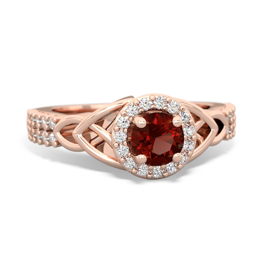 Garnet Celtic Knot Halo 14K Rose Gold ring R26445RH