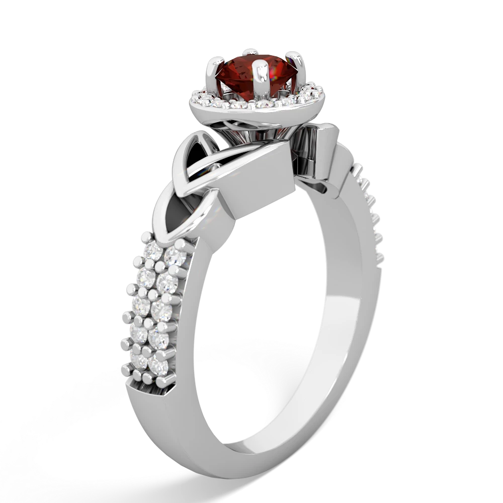 Garnet Celtic Knot Halo 14K White Gold ring R26445RH