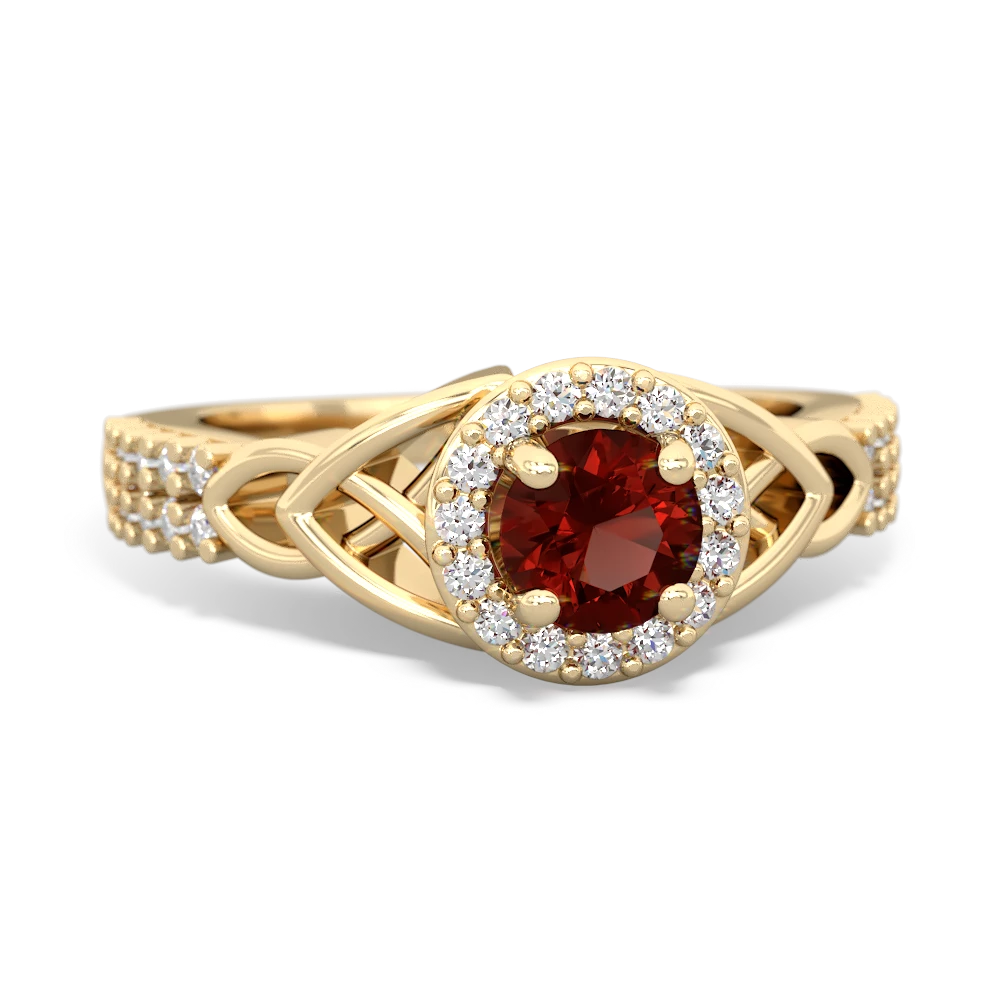 Garnet Celtic Knot Halo 14K Yellow Gold ring R26445RH