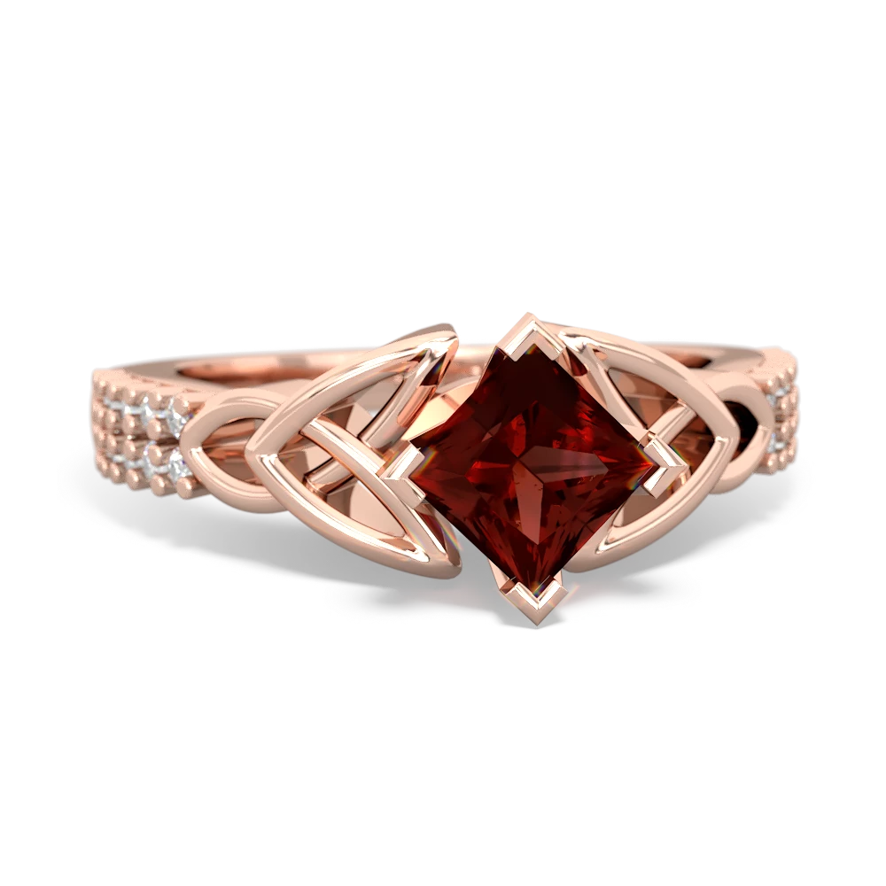 Garnet Celtic Knot 5Mm Square Engagement 14K Rose Gold ring R26445SQ