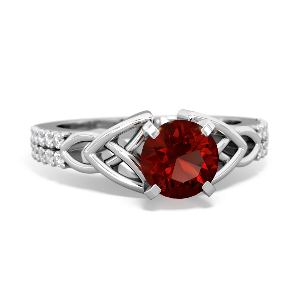 Garnet Celtic Knot 6Mm Round Engagement 14K White Gold ring R26446RD