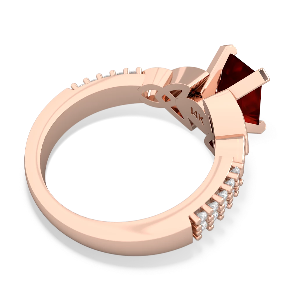 Garnet Celtic Knot 8X6 Emerald-Cut Engagement 14K Rose Gold ring R26448EM