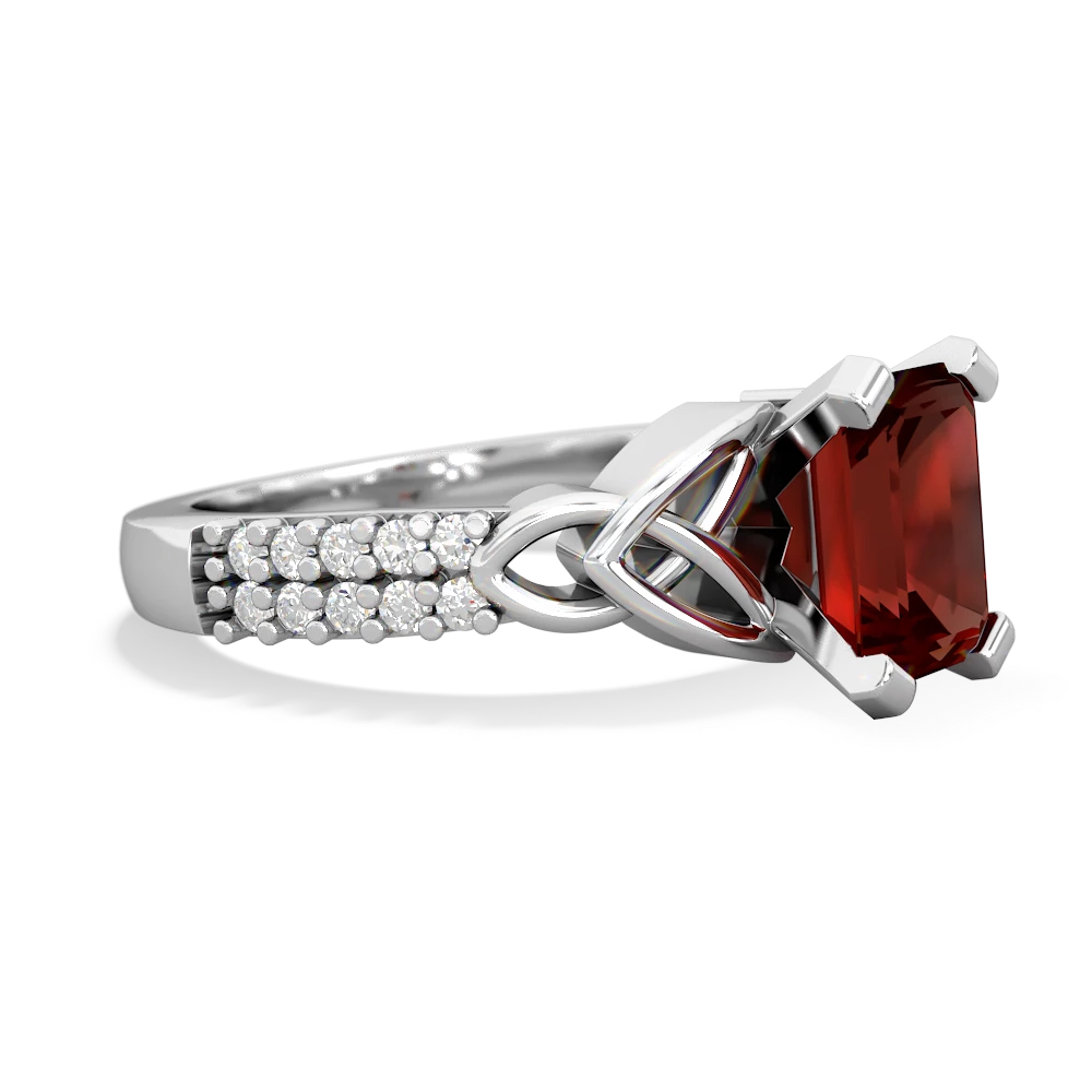 Garnet Celtic Knot 8X6 Emerald-Cut Engagement 14K White Gold ring R26448EM