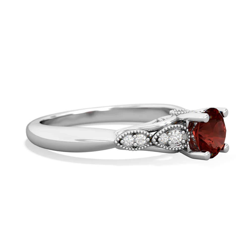 Garnet Antique Elegance 14K White Gold ring R3100