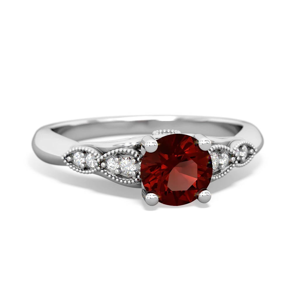 Garnet Antique Elegance 14K White Gold ring R3100