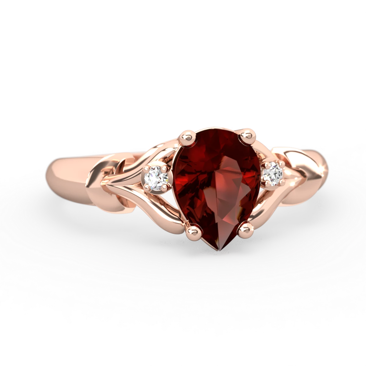 Garnet Precious Pear 14K Rose Gold ring R0826