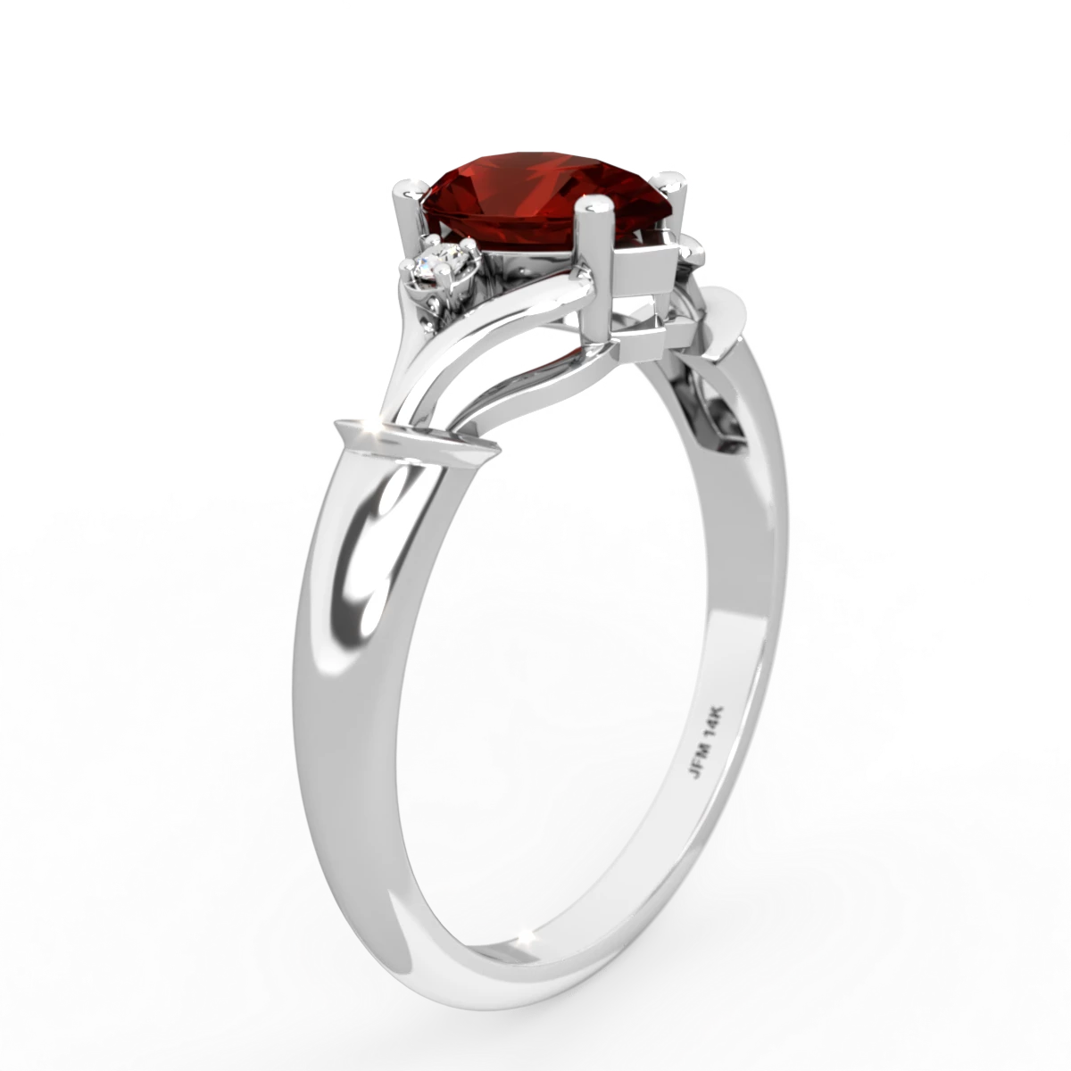 Garnet Precious Pear 14K White Gold ring R0826