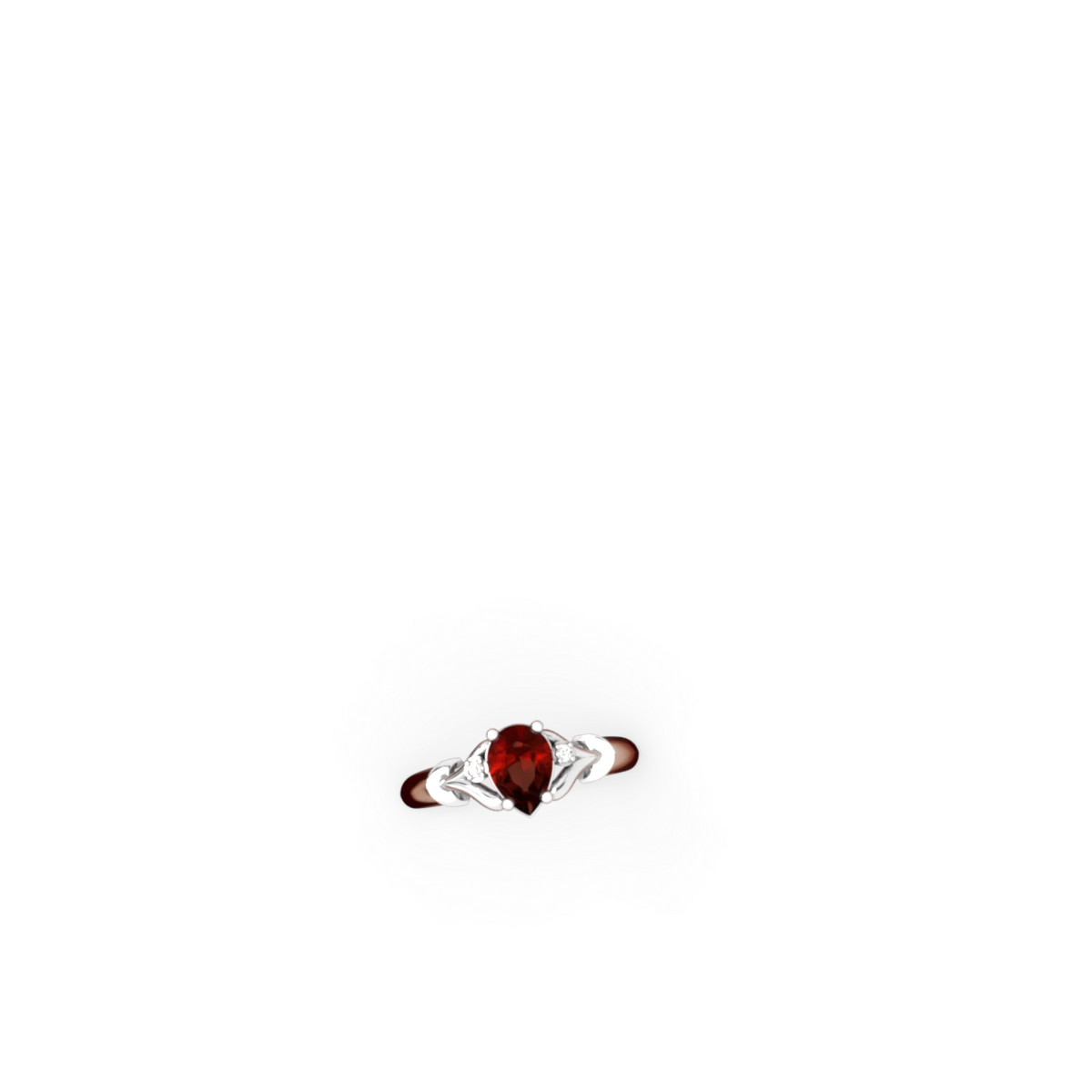 Garnet Precious Pear 14K White Gold ring R0826