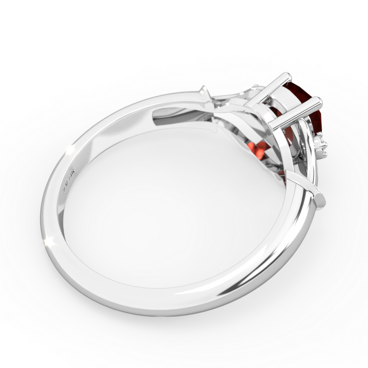 Garnet Precious Pear 14K White Gold ring R0826