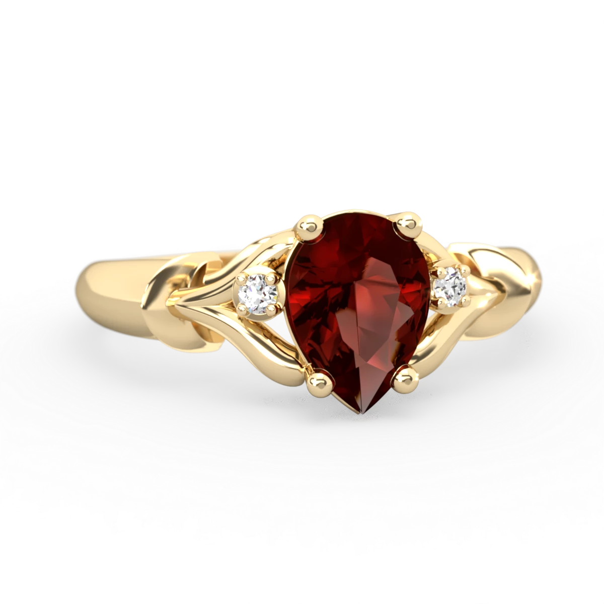 Garnet Precious Pear 14K Yellow Gold ring R0826