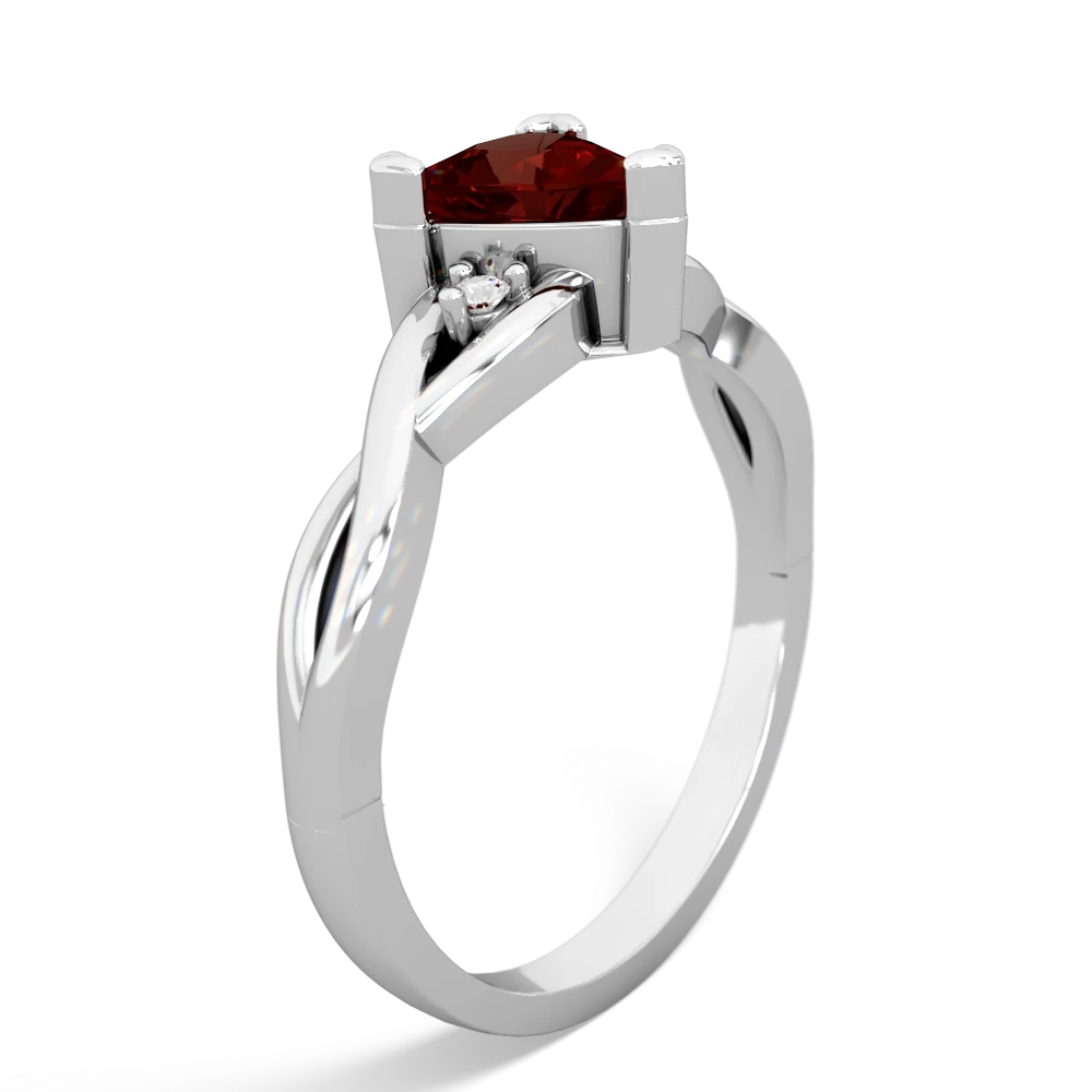 Garnet Trillion Twist 14K White Gold ring R2104