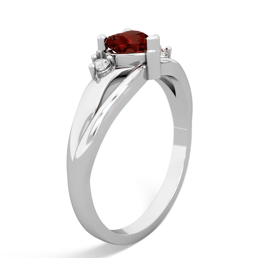 Garnet Split Band Swirl 14K White Gold ring R2130