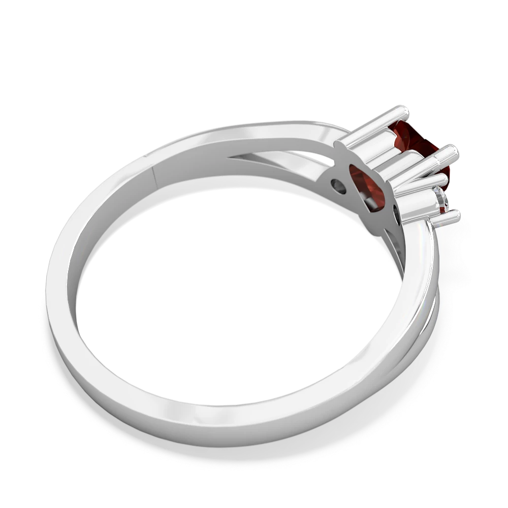 Garnet Split Band Swirl 14K White Gold ring R2130