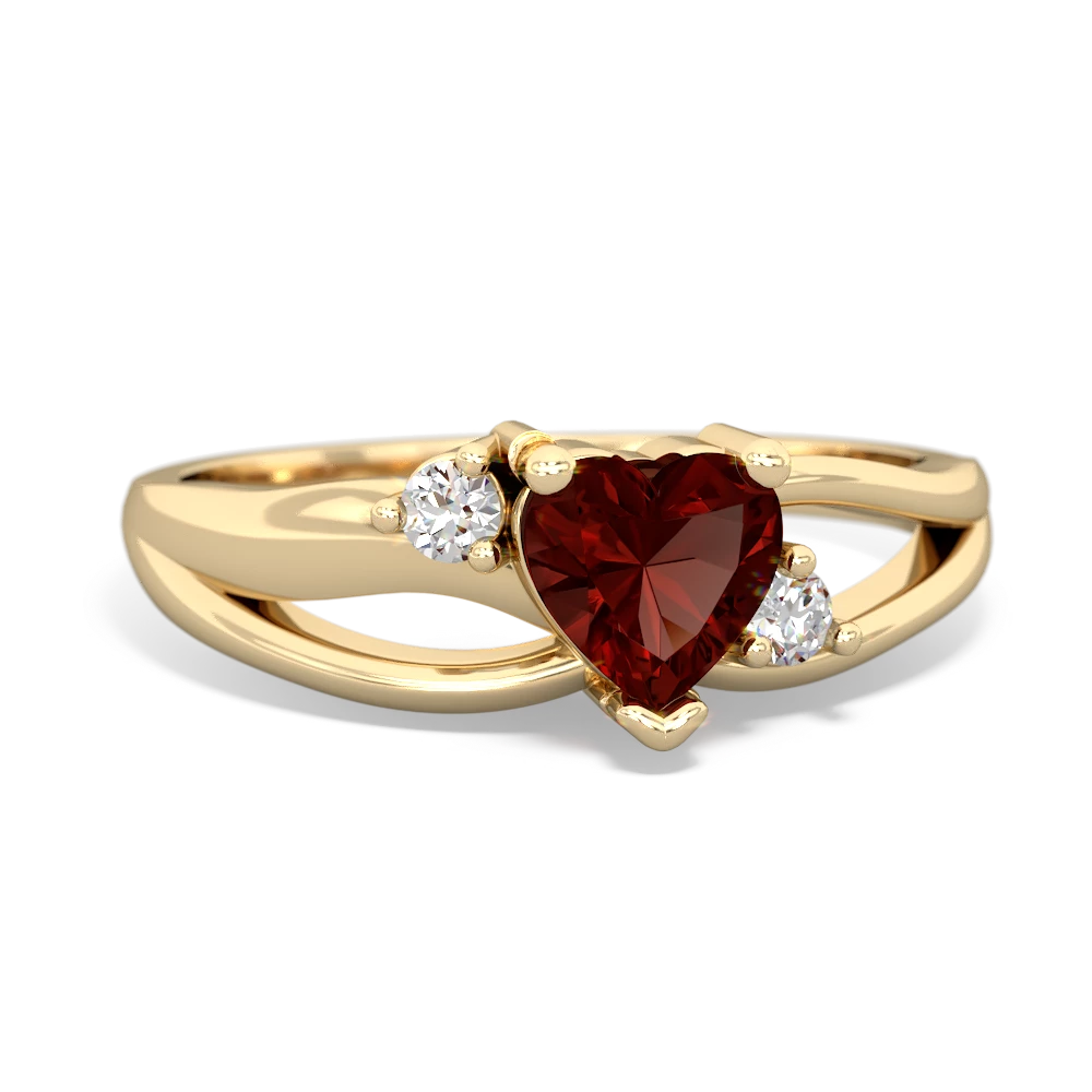 Garnet Split Band Swirl 14K Yellow Gold ring R2130