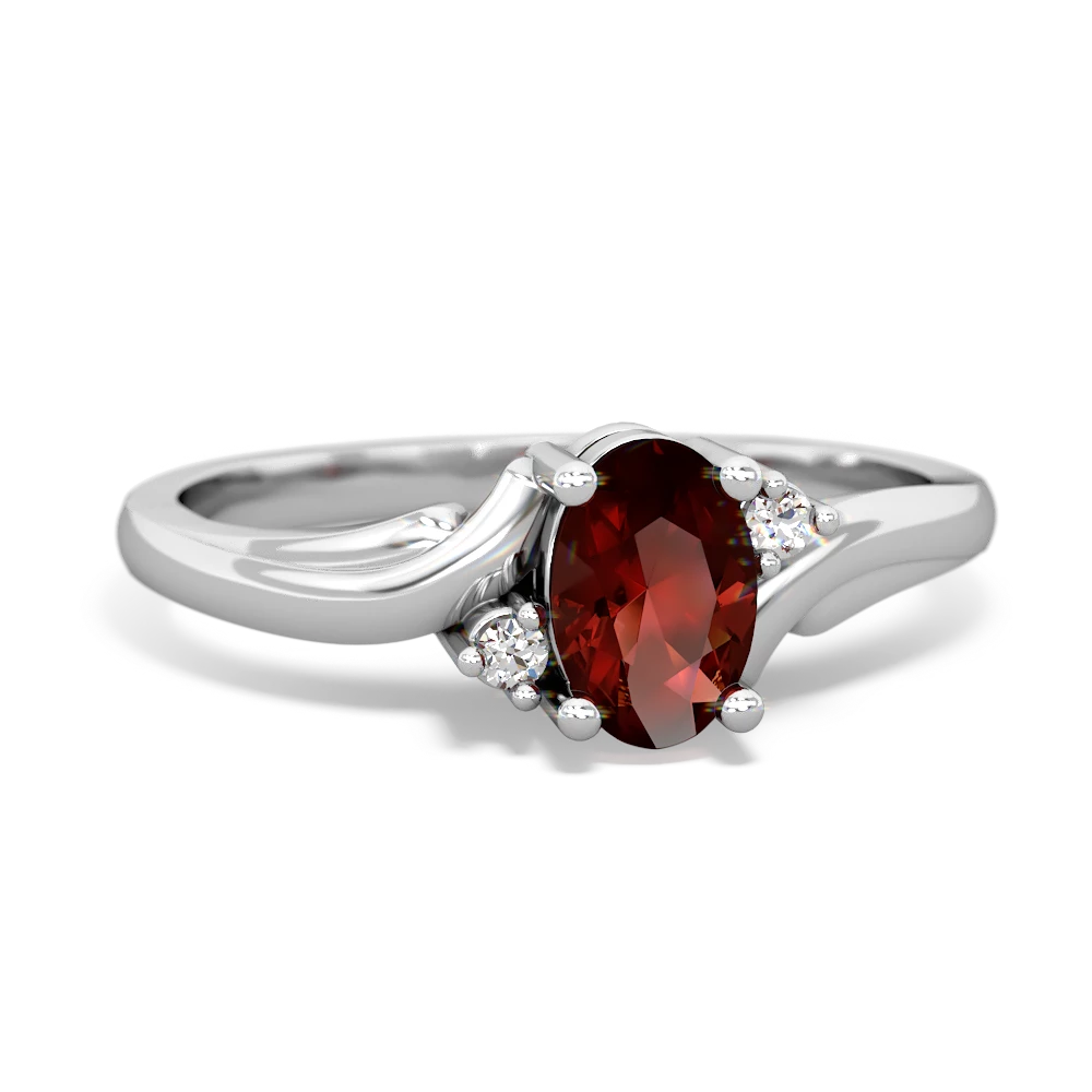 Garnet Elegant Swirl 14K White Gold ring R2173