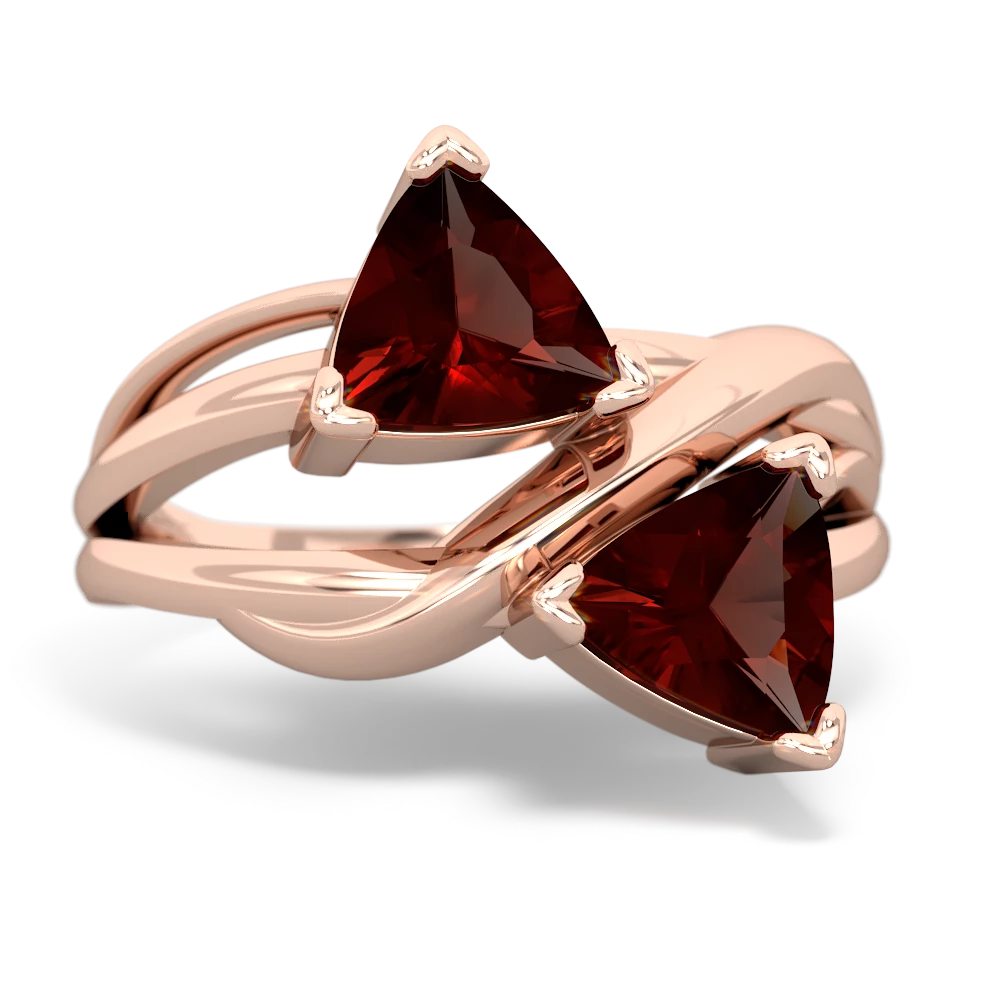 Garnet Split Band Swirl 14K Rose Gold ring R2341