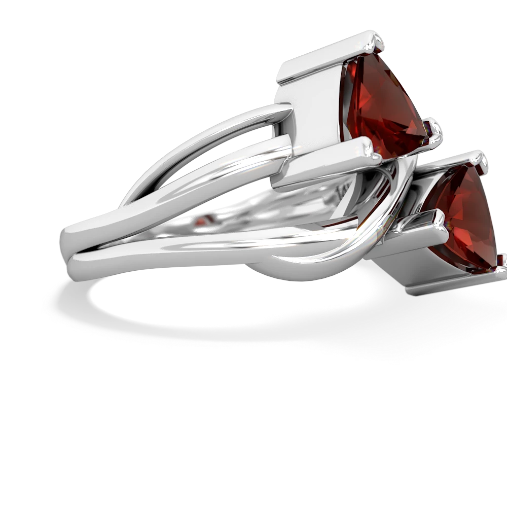 Garnet Split Band Swirl 14K White Gold ring R2341