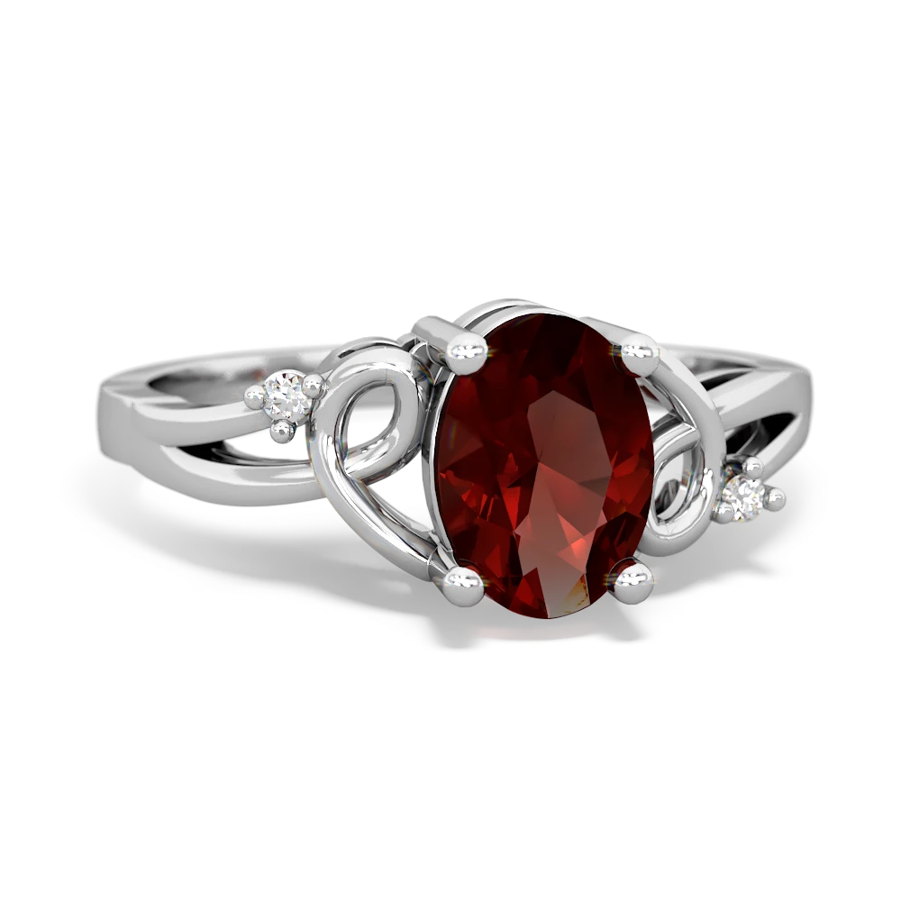 Garnet Swirls 14K White Gold ring R2347