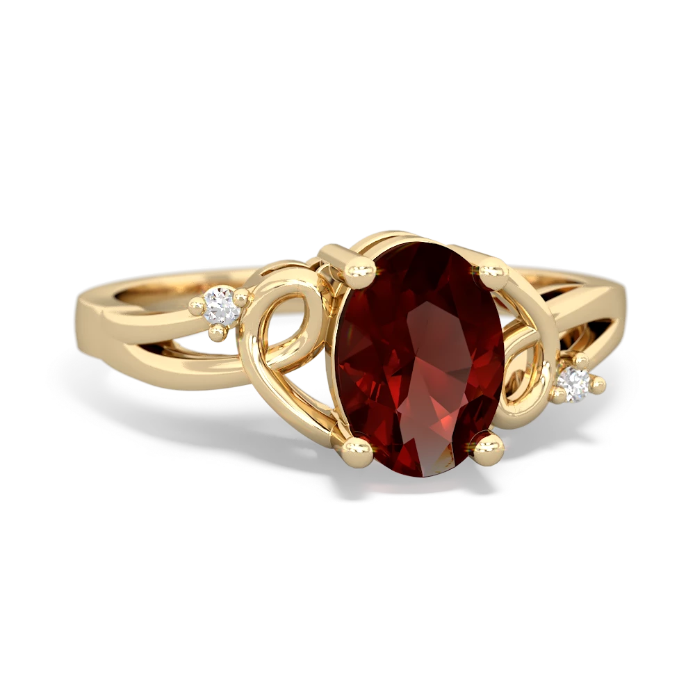 Garnet Swirls 14K Yellow Gold ring R2347