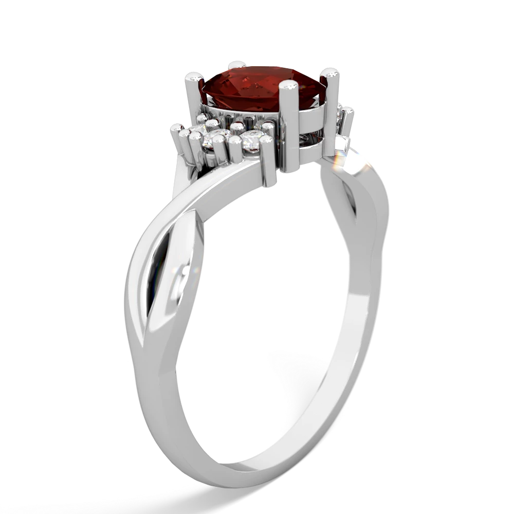 Garnet Victorian Twist 14K White Gold ring R2497