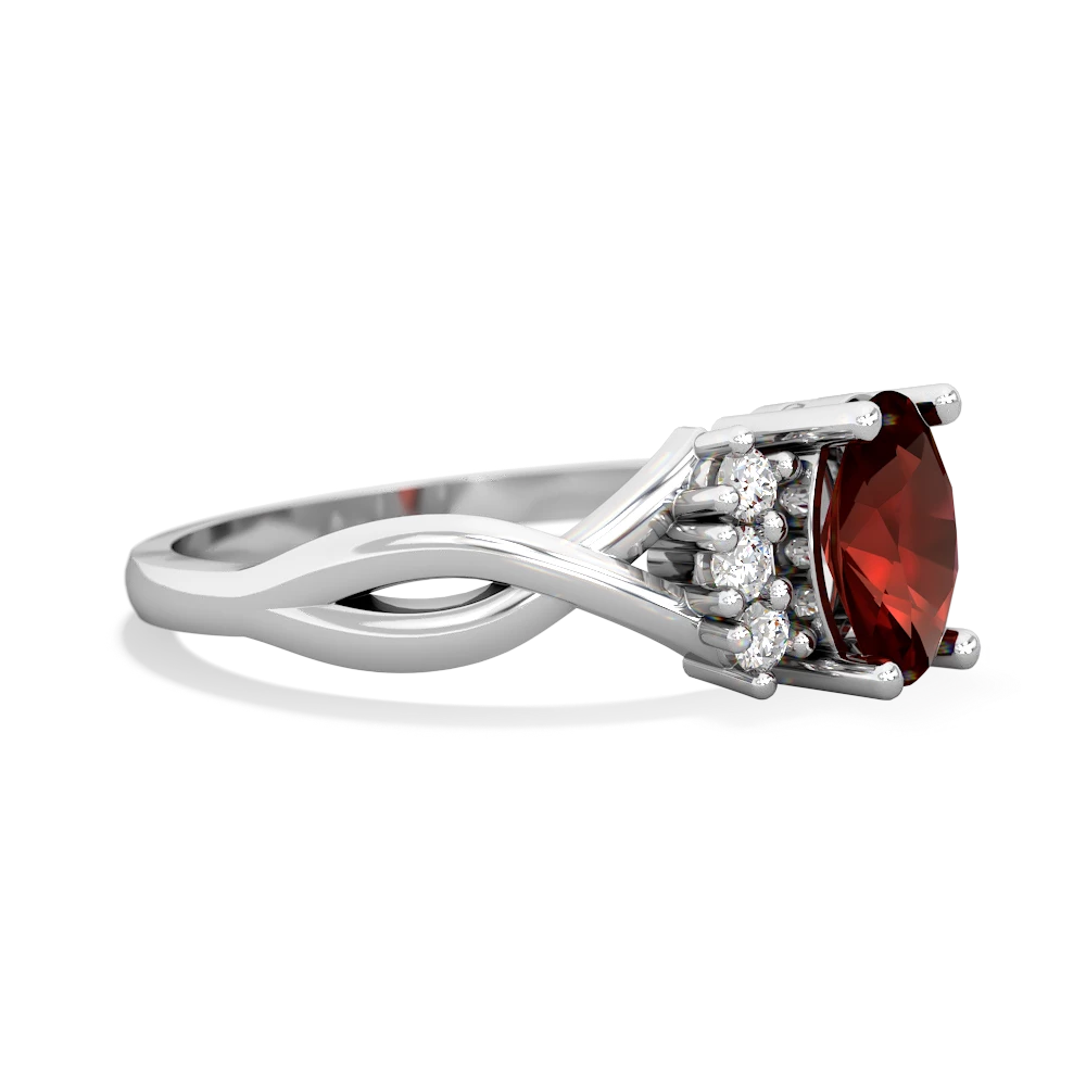 Garnet Victorian Twist 14K White Gold ring R2497