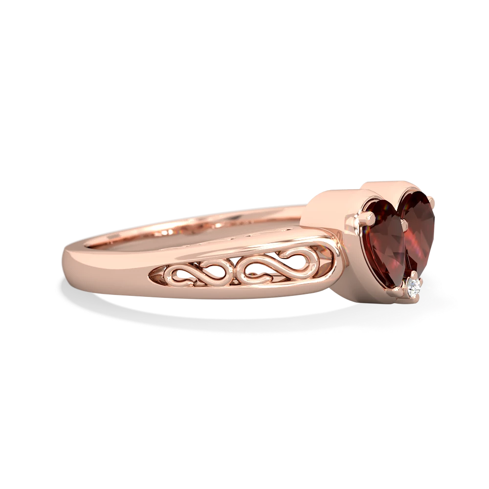 Garnet Filligree 'One Heart' 14K Rose Gold ring R5070