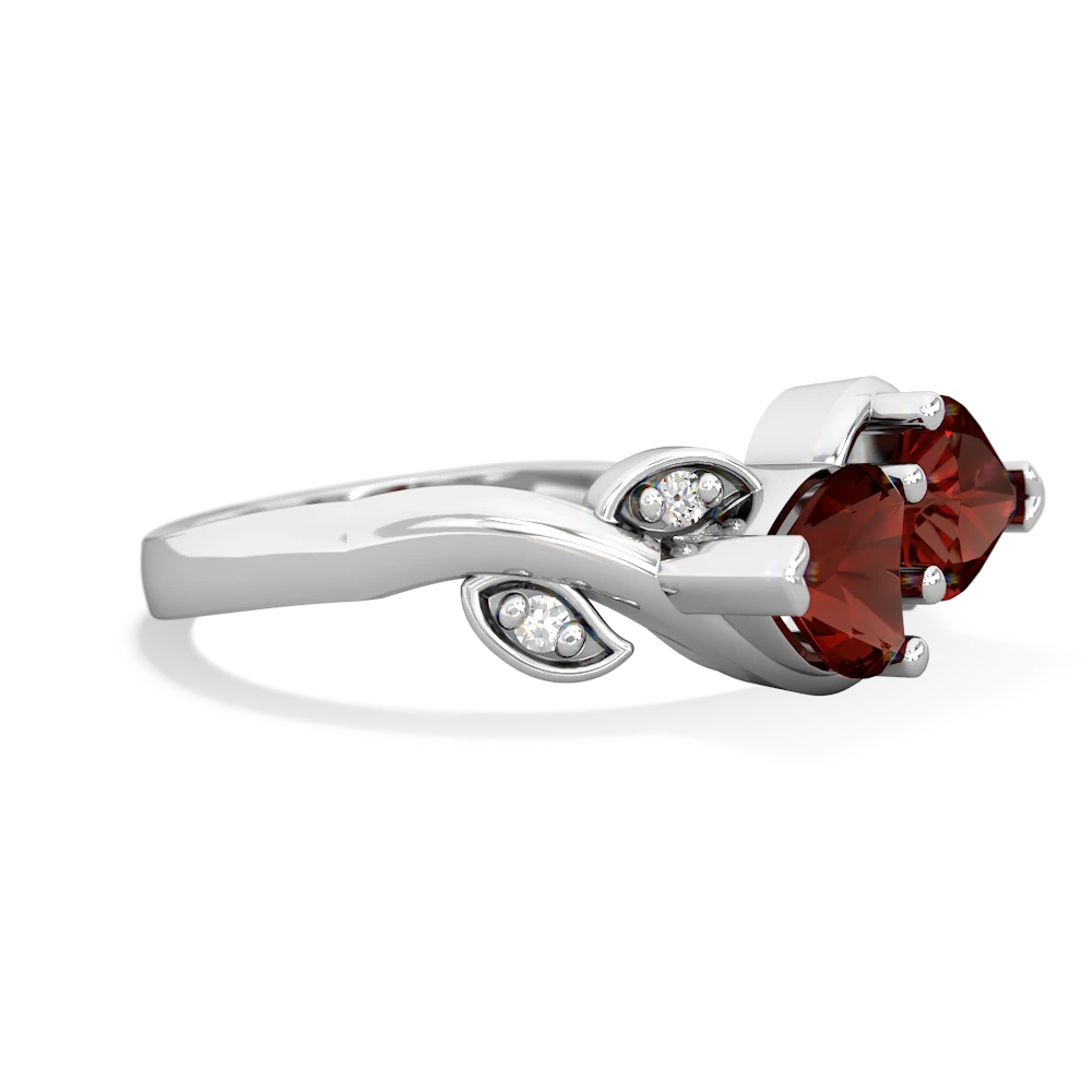 Garnet Floral Elegance 14K White Gold ring R5790