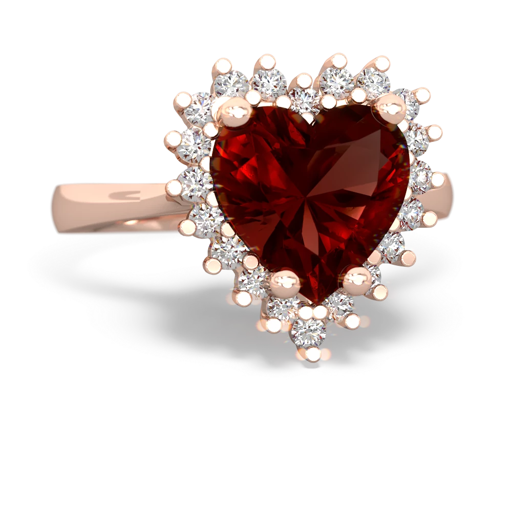 Garnet Sparkling Halo Heart 14K Rose Gold ring R0391