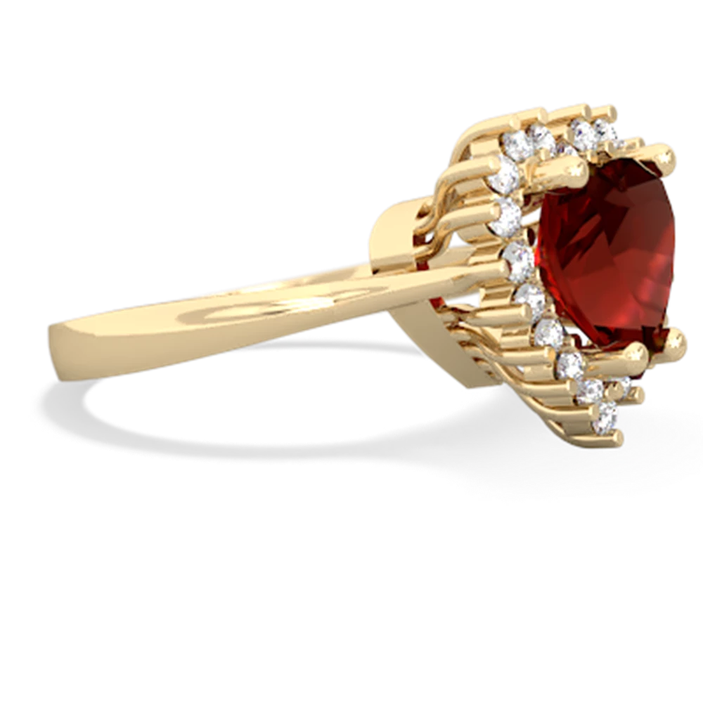 Garnet Sparkling Halo Heart 14K Yellow Gold ring R0391