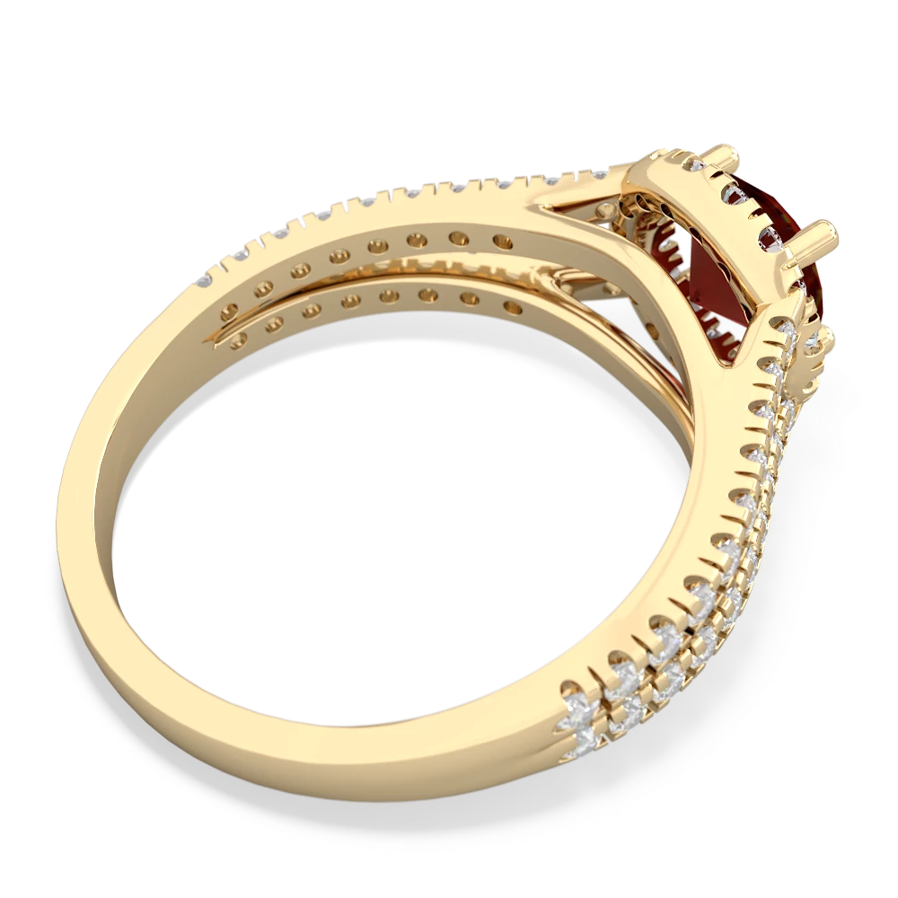 Garnet Pave Halo 14K Yellow Gold ring R5490 - front view