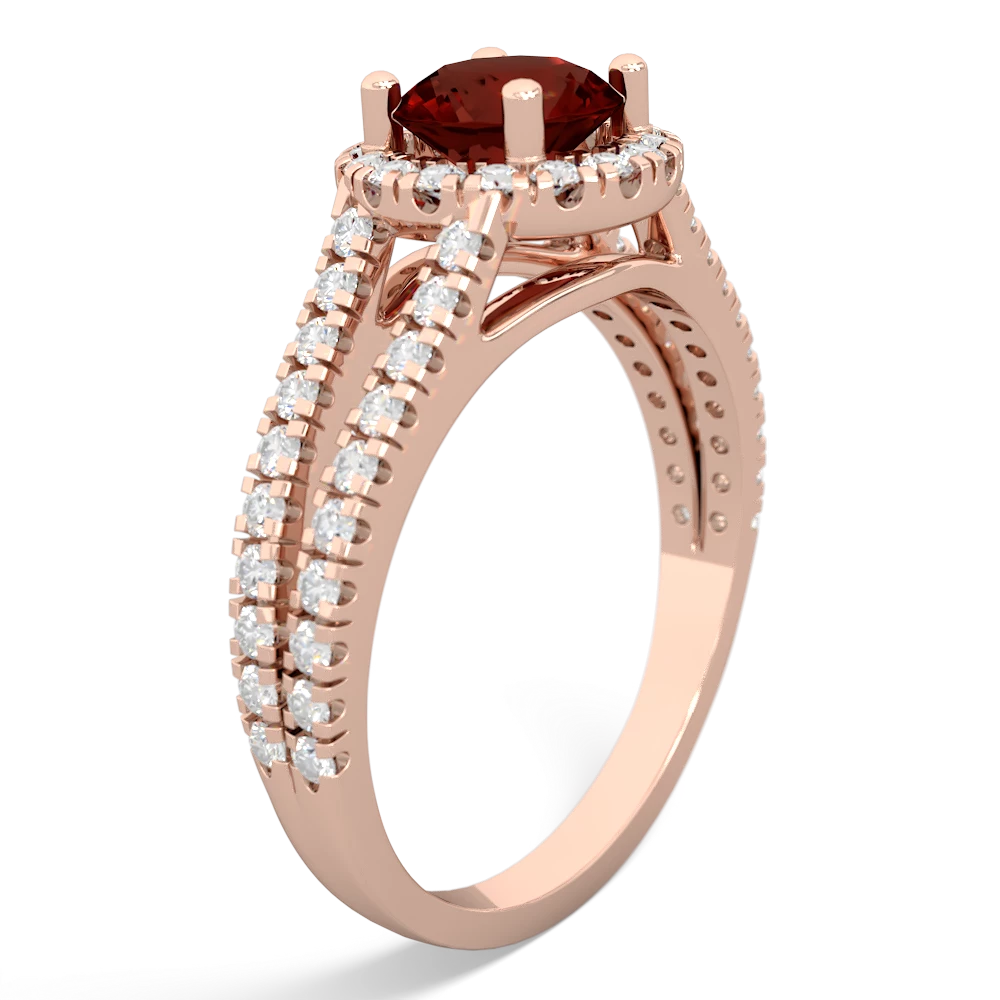 Garnet Pave Halo 14K Rose Gold ring R5490