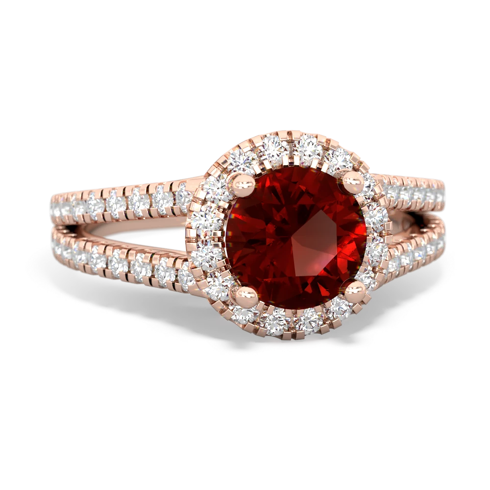 Garnet Pave Halo 14K Rose Gold ring R5490