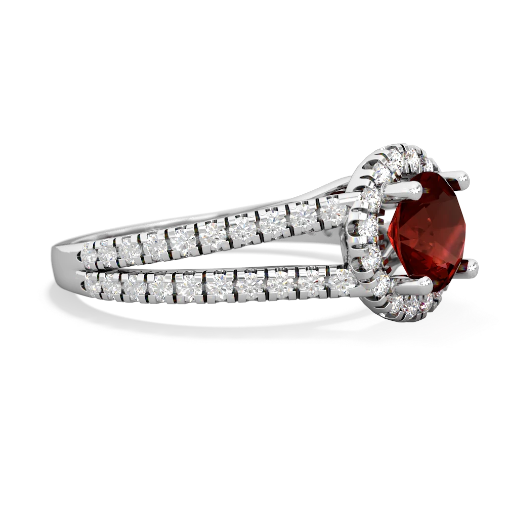 Garnet Pave Halo 14K White Gold ring R5490