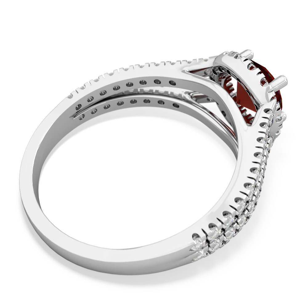Garnet Pave Halo 14K White Gold ring R5490