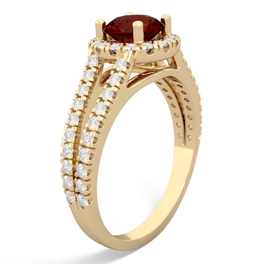 Garnet Pave Halo 14K Yellow Gold ring R5490