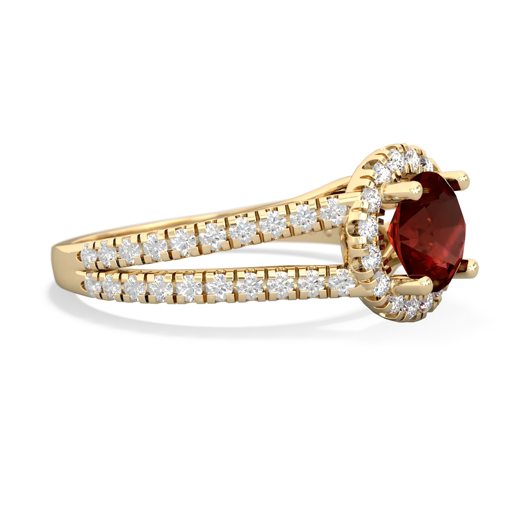 Garnet Pave Halo 14K Yellow Gold ring R5490