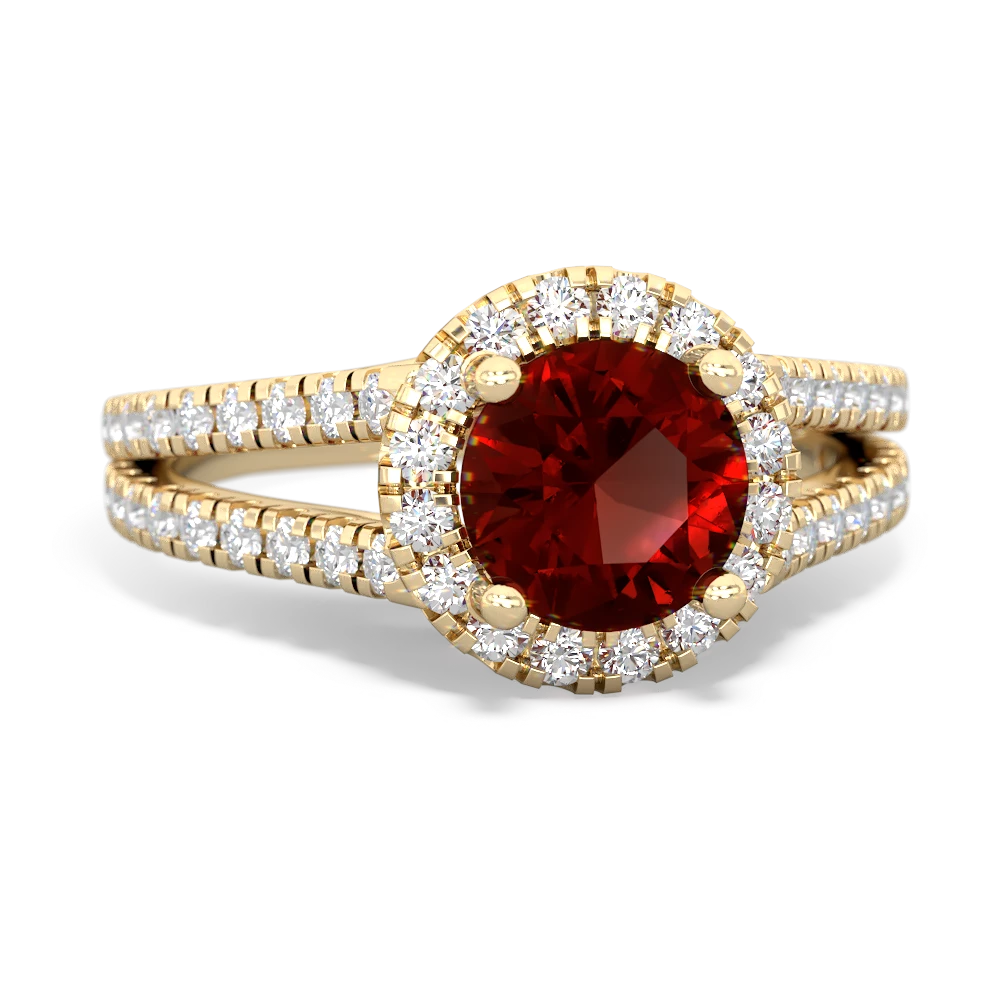 Garnet Pave Halo 14K Yellow Gold ring R5490