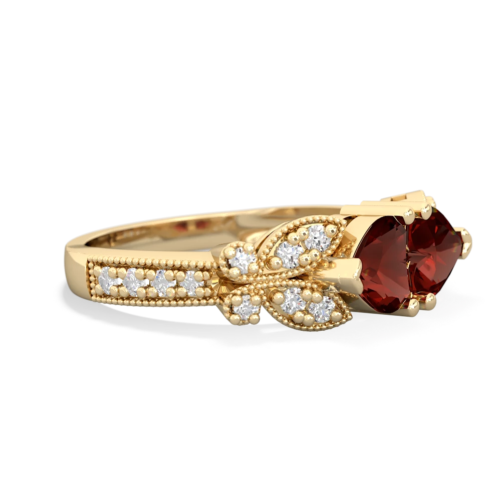 Garnet Diamond Butterflies 14K Yellow Gold ring R5601