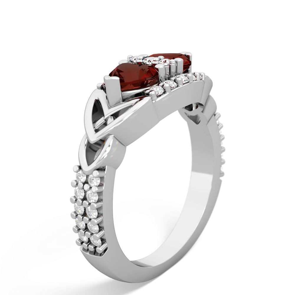 Garnet Sparkling Celtic Knot 14K White Gold ring R2645