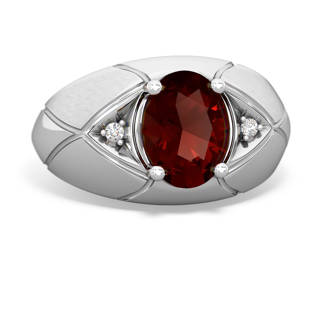 Garnet Men's Crossroads 14K White Gold ring R0361