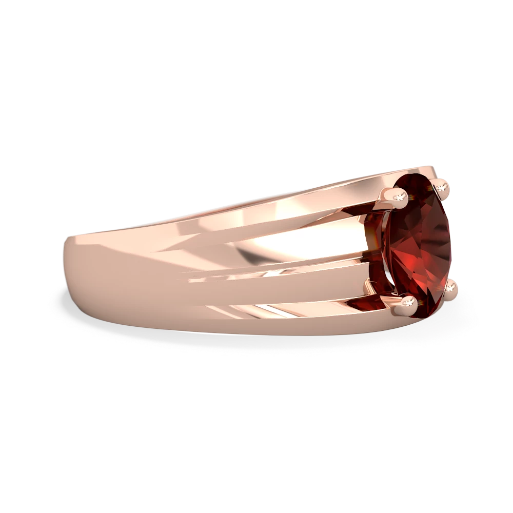 Garnet Men's Two Lane 14K Rose Gold ring R0363