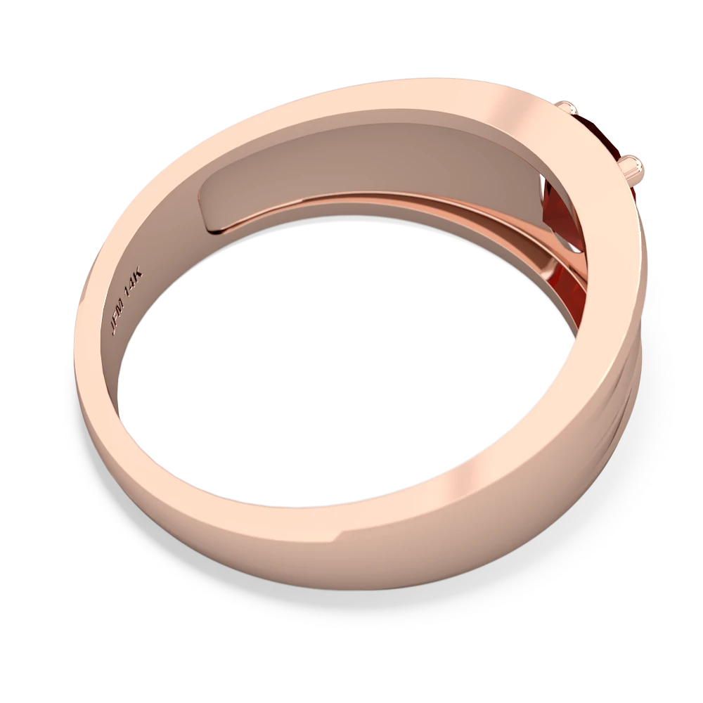 Garnet Men's Two Lane 14K Rose Gold ring R0363