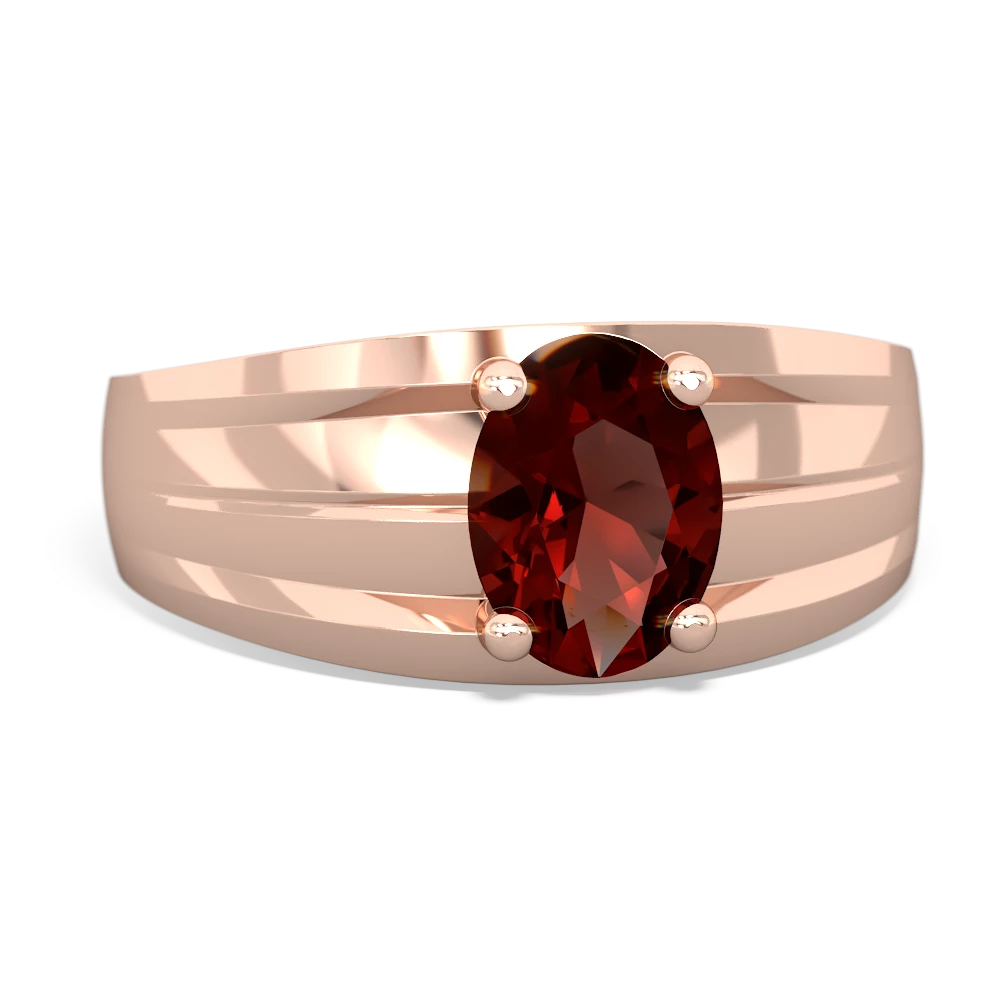 Garnet Men's Two Lane 14K Rose Gold ring R0363