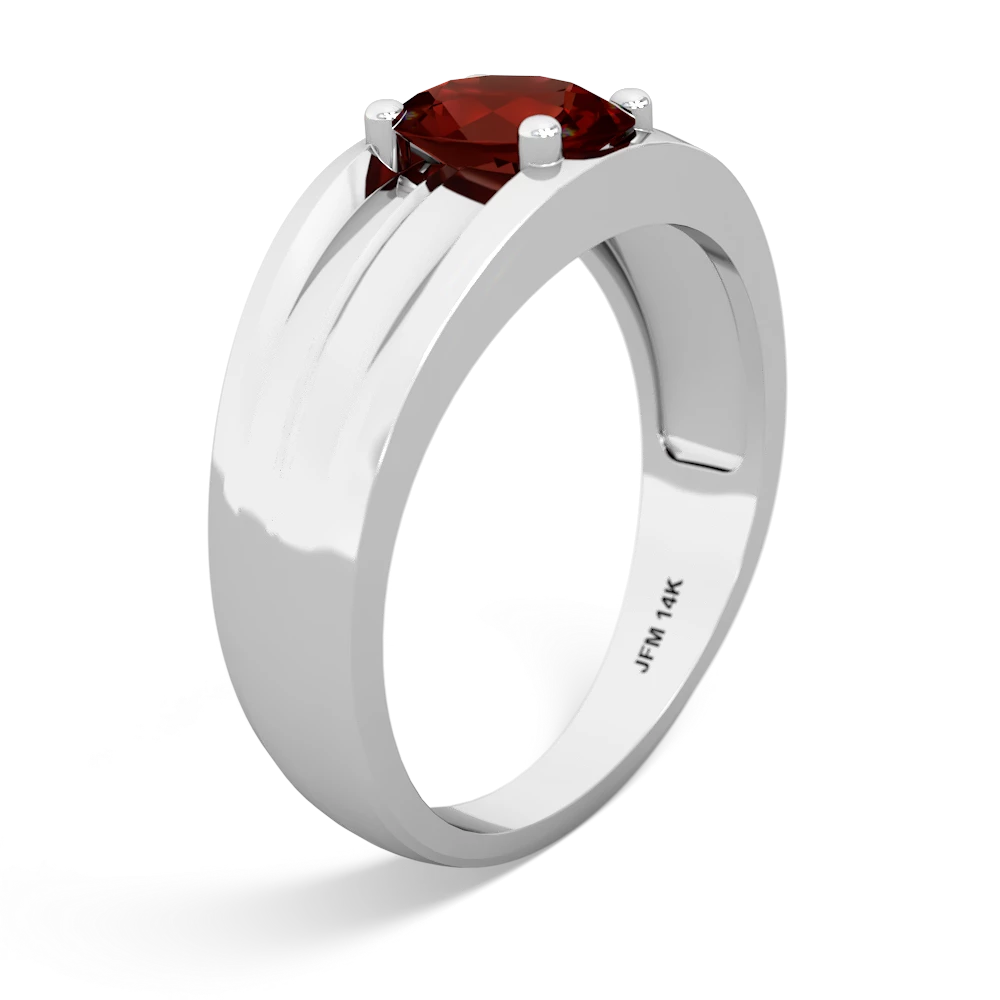 Garnet Men's Two Lane 14K White Gold ring R0363