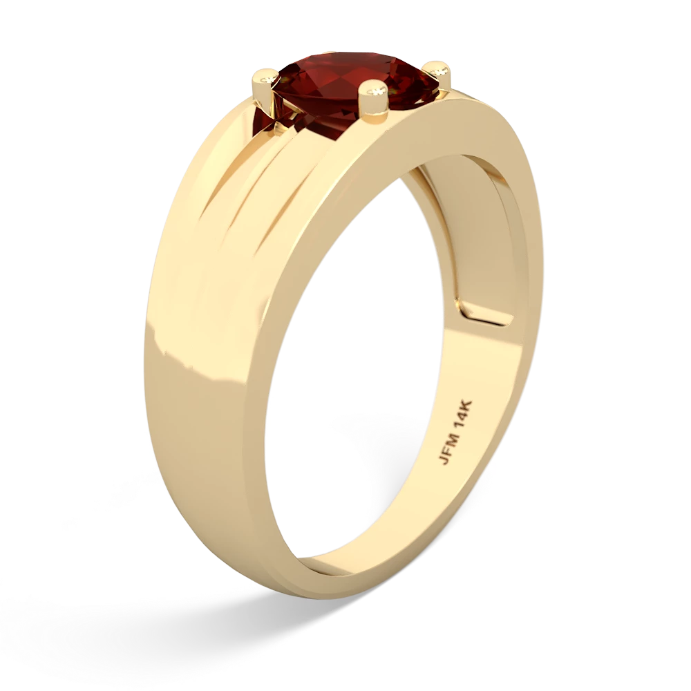 Garnet Men's Two Lane 14K Yellow Gold ring R0363