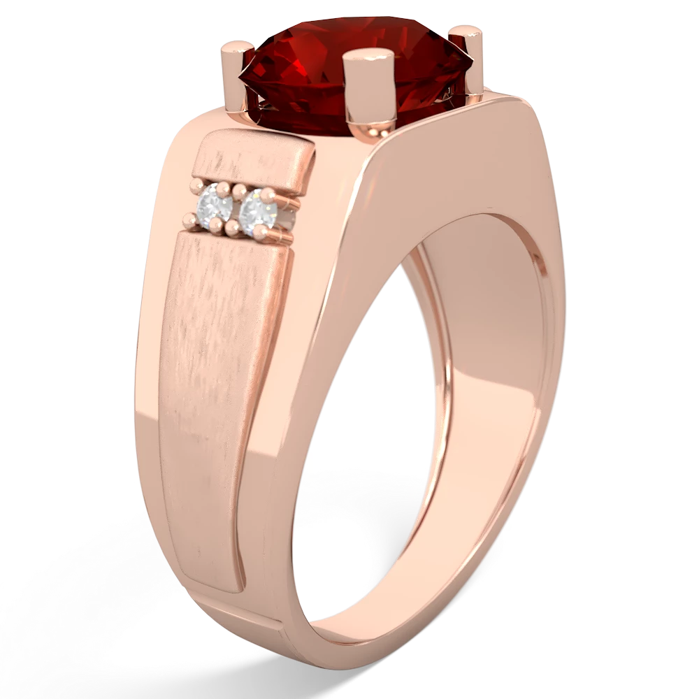 Garnet Men's 9Mm Round 14K Rose Gold ring R1822