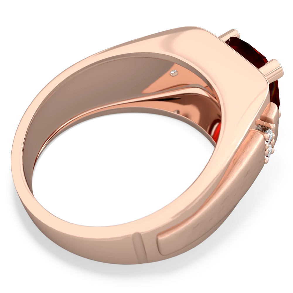 Garnet Men's 9Mm Round 14K Rose Gold ring R1822