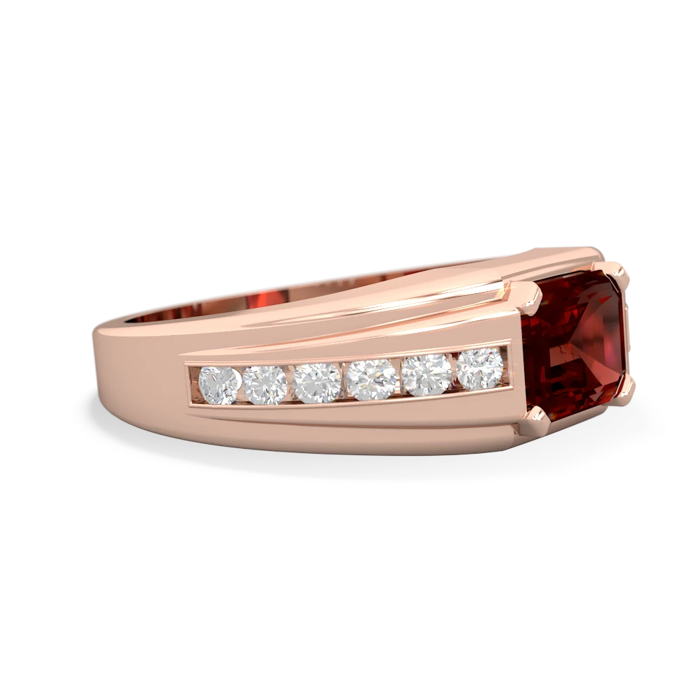 Garnet Men's Diamond Channel 14K Rose Gold ring R0500