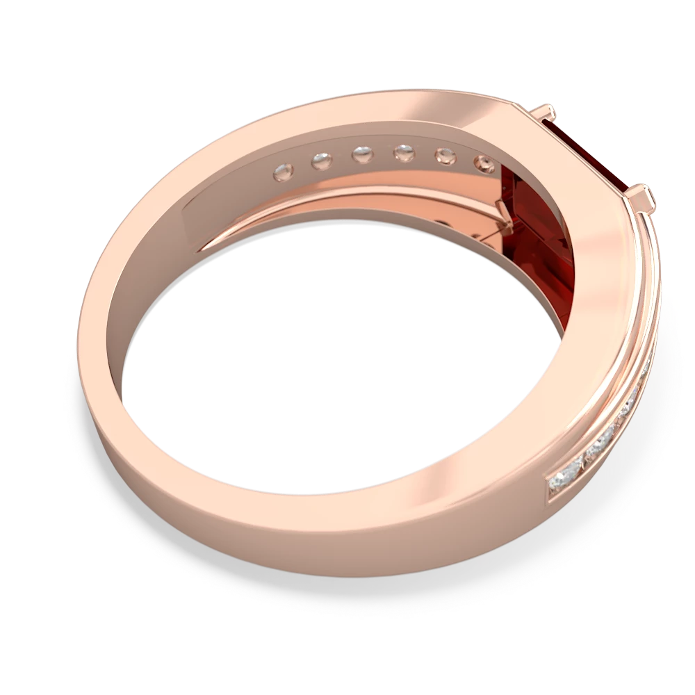 Garnet Men's Diamond Channel 14K Rose Gold ring R0500